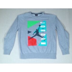 Air Jordan Sweatshirt‎ Men's Size Large Gray Pullover  Multi Color Front Panel